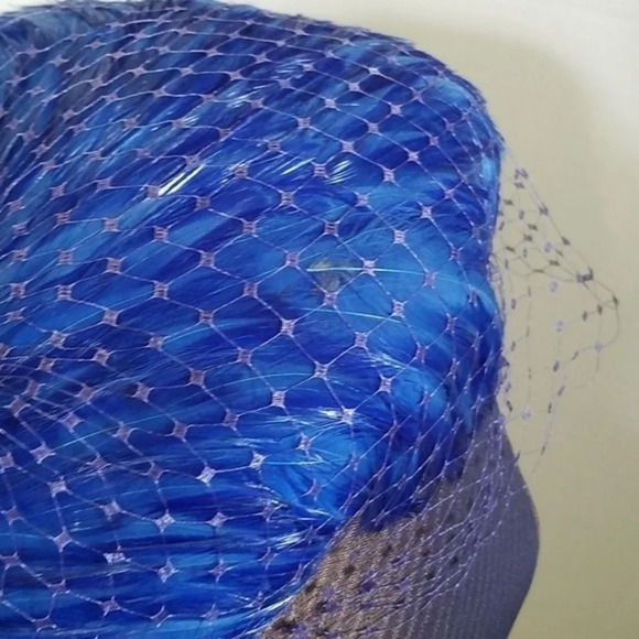 Vintage I Magnin Royal Electric‎ Blue Feather Hat - Picture 8 of 11